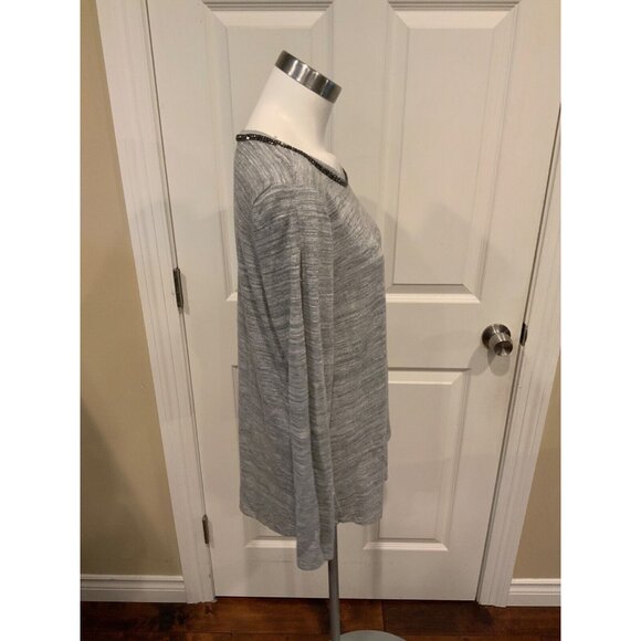 Juicy Couture Gray Heathered Knit Top w/ Jewel Neckline, Size Large - Picture 3 of 7